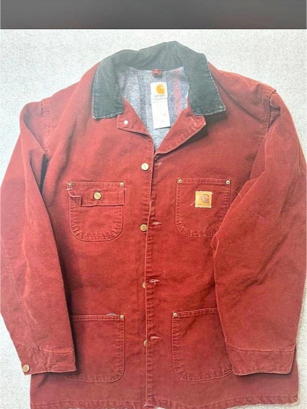 Carhartt Sandstone Blanket-Lined Chore Coat C02 CLY Red Striped Jacket